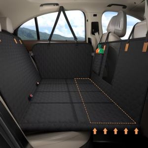 Protection Voiture Chien Siege Arriere [127 x 62 cm], Imperm&eacute;able, R&eacute;sistante Aux Rayures, Coque Rigide, Protege Voiture Pour Chien SUV et Voitures Familiales, Lavable, Avec Filet Ventilation (Noir) (Yiyixun, neuf)