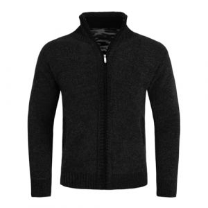 Allthemen Gilet Cardigan Homme Col Montant Veste Laine Knitted Sweater Grosse Maille 5 Couleurs Noir L (Allthemen, neuf)