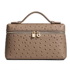 Rejolly Sac à bandoulière pour femme, petite pochette en cuir avec poignée sur le dessus, sac à main de créateur, sac à main silencieux, luxueux et tendance, Autruche éléphant gris (matériel doré) (diyihuotao, neuf)