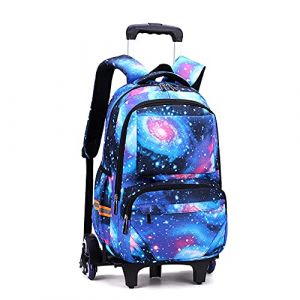 ANSIEDIO Sac à Dos avec Roulettes Cartable a Roulette Scolaire Voyage Enfant Fille Garçon 6 Roues (Bleu Ciel étoilé) (ANSIEDIO, neuf)