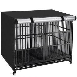 OUUTMEE Housse de cage pour chien, noire, imperméable, protection solaire, bloquant la lumière, pour chenil de 60 à 125 cm, avec porte et fenêtre ventilée (OUUTMEE, neuf)
