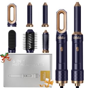 Seche Cheveux Brushing 6 en 1, UKLISS Air Styler avec S&egrave;che Cheveux Ionique, Boucleur a Cheveux Automatique, Fer a Lisser, Thermal Brush, Brosse Ronde Chauffante, Hairstyler Cadeaux pour Femmes -Blu (ukliss beauty, neuf)
