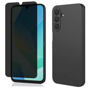 Coque pour Samsung Galaxy A17 4G / A17 5G / A26 5G + Verre tremp&eacute; Anti Espion - Etui Housse Silicone Protection Anti Rayures Anti choc Vitre Ecran Anti Espion Priv&eacute; Verre Tremp&eacute; (Noir) (Ef_phone26, neuf)