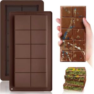 2 Pi&egrave;ces Moule Tablette Chocolat en Silicone, Anti Adh&eacute;si Fmoule Silicone Tablette de Chocolat,Moule Tablette Chocolat Dubai,Moule Tablette Chocolat pour Faire du Chocolat (LILELexiaoqi, neuf)