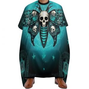 Cape de Coiffure Papillon gothique, crâne mort, lune, Pliable Tablier de Coiffure nettoyage facile Cape de Barbier pour Couper Adolescents 140X168cm (guangzhouchengzemaoyizhongxingerenduzi, neuf)