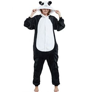 Pyjama Combinaison Femme Kigurumi Peluche Panda Chaude et Confortable Hiver Polaire Pilou Une Pièce Douce avec Capuche Déguisement Adulte Thermique Onesie Noel Famille Cosplay Anime (XXL, Panda-1) (Luojida, neuf)