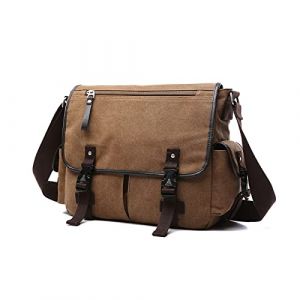 FANDARE Rétro Sacs bandoulière Toile Sacoche Sacs à Main Homme Sac Besace Porte-Documents Sac d'épaule Adapter 12,9 Pouces Tablet Travail Voyag Business Université Ecole Sac Messager Marron (OÜ HULGY, neuf)