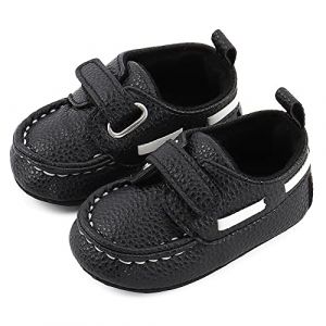 MASOCIO Mocassin Bebe Garcon Chaussures Premier Pas Garçon Bébé Chausson Antiderapante Taille 19 6-12 Mois Noir (Ortego, neuf)