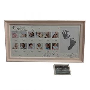 WE-HYTRE Cadre photo pour b&eacute;b&eacute;, cadre photo pour 12 mois avec empreintes de mains et de pieds pour b&eacute;b&eacute; (ZhenbangStore, neuf)