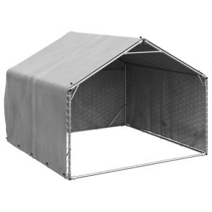 Tidyard Chenil d'extérieur pour Chiens Housse 2x2x1,5 m Acier galvanisé, Parc Enclos pour Animaux en Métal de Jardin, Clôture Chien Exterieur, Cage d'exercice pour Chiens Lapins Petits (Ye-Faxang, neuf)