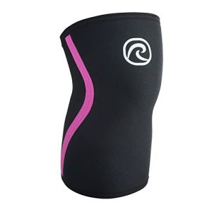 Rehband Genouillère pour Entraînement de Force & Fitness - support de genou en néoprène 7mm, Flexible & Antidérapante, Genouillère pour Hommes & Femmes, Couleur:Noir/Rose, Taille:M (Rehband, neuf)