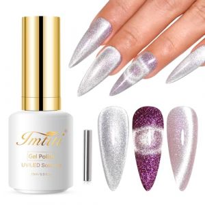 Imtiti Vernis Semi Permanent Magn&eacute;tique, 15ML Argent Holographique Paillet&eacute; Cat Eye Vernis Gel UV Avec Aimant Cateye Gel Nail Polish Cristal Glitter Galaxy Vernis &Agrave; Ongles Gels Art Kit (Imtiti Direct, neuf)