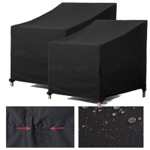 F&J Outdoors Housses pour chaises de jardin housse de fauteuil Adirondack, imperméables, avec cordon de serrage, pour meubles d'extérieur, housses de chaise en rotin, 102x102x66/91cm, 2 pièces (F&J LLC, neuf)