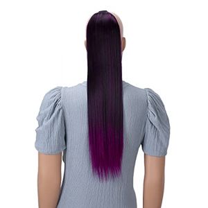 CAISHA 60cm Postiche Avec 2 Rubans Natte Queue De Cheval Extensions De Cheveux Raide M&eacute;lange Violet Noir HCB4 (PRETTYSHOP, neuf)
