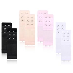 KAPSING 8 pièces Extension de Soutien-Gorge, 3 rangées 2 Crochets, Extension de Soutien-Gorge élastique, Sangle d'extension pour Soutien-Gorge Femme (Noir/Couleur de Peau/Blanc/Rose) (Nieshe-eu, neuf)