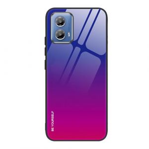 ILING Coque pour Motorola Moto G85 5G, Très Mince Élégante Dégradé de Couleur Antirayures Antichoc Dos Verre Trempé Rigide Housse, Doux Silicone TPU Bumper Étui (Bleu Rouge) (Wanten, neuf)