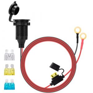 GUNGY Prise Allume Cigare 12V-24V Rallonge Allume-Cigare 1m 14AWG Imperméable Installable Socket avec Fusible 20A pour Voiture Bateau Moto Camion (Aprilbee, neuf)