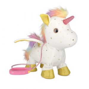 Jouets cadeau licorne pour filles de 4 &agrave; 6 ans, peluche licorne interactive lumineuse qui marche, laisse avec t&eacute;l&eacute;commande, peluche &eacute;lectronique avec lumi&egrave;res, rythmes musicaux et ailes mobiles (YH YUHUNG, neuf)
