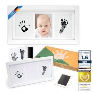 all Kids United&reg; Cadre photo pour b&eacute;b&eacute; Encres Set d'empreintes - Cadre photo pour empreintes de mains et de pieds & photos ; Set cadeau pour naissance, bapt&ecirc;me, baby party etc. 3 pi&egrave;ces blanc (Goods & Gadgets GmbH, neuf)