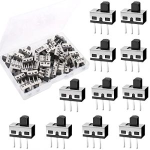 RUNCCI-YUN 50pcs Mini Interrupteur &agrave; Glissi&egrave;re 3 Broches 2 Positions 1P2T SPDT Panneau Commutateur &agrave; Glissi&egrave;re Vertical Micro AC 125V 2A, 5 mm (RUNCCI-YUN, neuf)