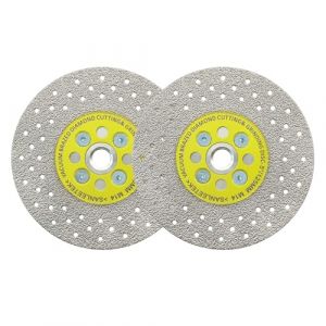 Disque Diamant 125mm 2pcs Double Face Coupe et Meulage Lame Scie Brasé Sous Vide pour Marbre Granit Béton Porcelaine Carrelage M14 Filetage SANLEETEK (Sanleetek, neuf)
