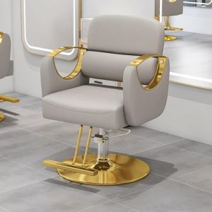 PA-DABAOO Fauteuil De Coiffure Pour Salons Professionnels Et Salons De Coiffure, Fauteuil De Barbier Hydraulique Pour Coiffeur, Fauteuils De Coiffure Avec Cadre Robuste, Hauteur Réglable,Beige (Panda-Dabaoo, neuf)