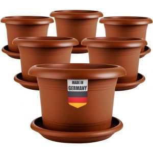 2friends Lot de 6 pots de fleurs pour l'extérieur - 30 cm de diamètre - Grands pots à tomates en terre cuite - Avec soucoupe en plastique - Résistant aux intempéries - Pour jardin, balcon, terrasse (2friends GmbH, neuf)