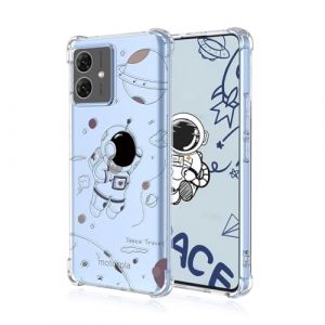 YUEQIAN Coque pour Motorola Moto G54 5G, Floral Fleurs 3D anim&eacute; Motif Transparent Anti-Rayures Femme &Eacute;tui, Tr&egrave;s Mince Souple TPU Silicone Antichoc Housse Case (Astronaute) (YUEQIAN-EU, neuf)