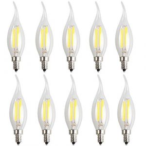 ITALASA Lot de 10 ampoules &agrave; filament LED E14 4 W vintage C35 LED Edison Blanc froid 6 000 K &Eacute;clairage &eacute;lev&eacute; 400 lm Lampe LED &agrave; pointe de flamme AC220-240 V (ITALASA, neuf)