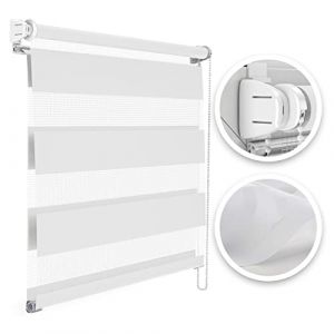 Estika Store Jour Nuit sans percage - 70 cm x 220 cm - Blanc - Stores Enrouleurs pour Salon, Chambre et Cuisine, Stores intérieurs, Rideau fenetre sans percage (Estika, neuf)