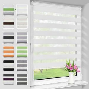 Deswell Store Enrouleur Jour Nuit sans Perçage, Tamisant pour Fenêtre ou Porte, Installation Facile avec Clips, 70 x 190 cm (Largeur du Tissu 66 cm), Blanc (WanMi, neuf)
