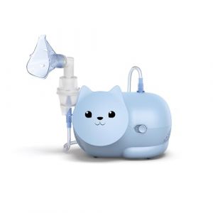 OMRON Nami Cat - Inhalateur n&eacute;buliseur &agrave; compresseur puissant pour un traitement efficace sp&eacute;cialement con&ccedil;u pour les enfants, traite la toux/le rhume, la bronchite, l'asthme et d'autres affections (Miraweb Shopping, neuf)