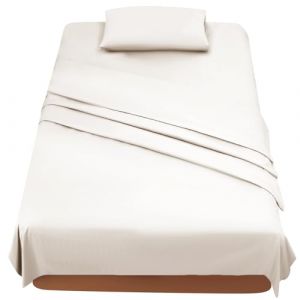 FARFALLAROSSA Parure De Lit 120x190/200 3 Pièces en Microfibre - Drap Housse 120x200 cm - Drap Plat 1 Personne 180x280 cm - 1 Taie d'oreiller 50x80 - Beige (MediaMinds, neuf)