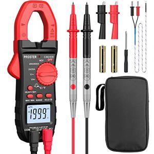 Proster 600A Pince Ampèremétrique NCV Numérique, 2000count Multimetre Professionnel TRMS Pince Multimètre Courant AC Tension AC/DC NCV Continuité Résistance Température Diode Hz (TIMEEU, neuf)
