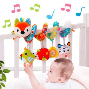 Kulveanju Jouet Poussette Bebe 6 Mois, Spirale d'activité Bébé d'éveil avec Musique, Jouet Siege Auto Bebe, Peluche Jouet Cadeaux pour Naissance Garçons et Filles 3 9 12 Mois, Renard (Kulveanju, neuf)