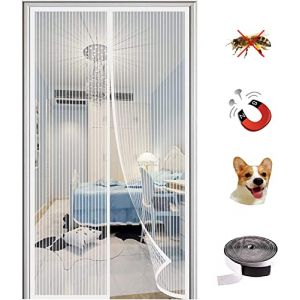 KZhanmy Moustiquaire Magnétique Porte,Fermeture Automatique Anti-Mouche Insectes Rideau Porte,Anti-Moustiquaire pour Porte de Balcon et Porte Patio.-White A|| 90x220cm(35x86inch) (KZhanmy®, neuf)