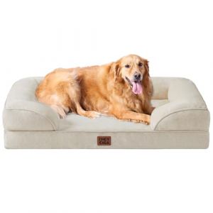 EHEYCIGA Panier Chien Grande Taille XXL Orthopedique, Memoire de Forme Lit pour Chien Dehoussable Lavable, Canapé Chiens Imperméable, Beige (EHEYCIGA EU, neuf)
