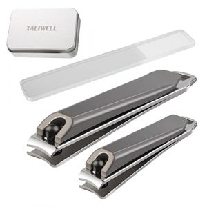 Coupe-ongle Grand et Petit avec Lime à Ongles en Verre de Cristal, Set de Coupe-ongles pour Pieds et Mains, pour Homme et Femme, boîte métallique (Taliwell, neuf)