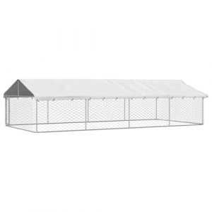 HOMTAKIE Chenil extérieur avec Toit 600x300x150 cm (MAPLETAINMENT, neuf)