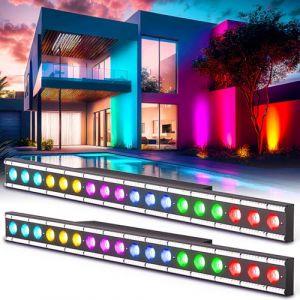 mytueetp 2 Pièce LED RGBW Wall Wash Lampe 18 LEDs 120W,29 Modes + 59 Effets Lumineux Blancs,Contrôle DMX512,IP20,Effet de Lumières de Scène pour DJ Bar Soiree Fête Disco Mariage Halloween Noël (Msilent9124, neuf)