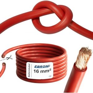 EBROM Câble de batterie très flexible Hi-Flex (Hi Flex) 50 mm² Au mètre en rouge - Très flexible Gaine en PVC (70 ± 5 Shore) 100% cuivre 50 mm² Comme câble de démarrage câble de chargement ou autre (EBROM, neuf)