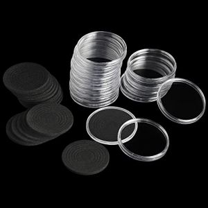 20 ensembles de capsules de pi&egrave;ces avec 6 tailles r&eacute;glables prot&egrave;gent le bo&icirc;tier de porte-monnaie en mousse pour la collection de pi&egrave;ces DC03 ([19/24/29/34/39/46MM]-Coussinets en mousse EVA noirs) (Uncle Paul Direct, neuf)