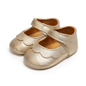 MASOCIO Chaussures Bébé Fille Chausson Cuir Souple Bebe Chaussures Premiers Pas Antidérapants Doré 0-6 Mois (Ortego, neuf)