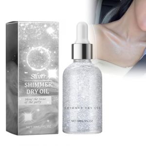 Body Oil Shimmer, Huile Pailletée Pour Le Corps, Huile Pailletée Pour Corps, Visage, Shimmer Lotion Pour Le Corps, Body Shimmer Highlighter Makeup, Peau Du Corps Et Clavicule Brillantes (Argent) (CSWL-EU, neuf)