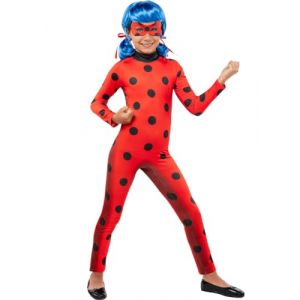 Funidelia | Costume de Miraculous Ladybug avec perruque pour fille Dessins Anim&eacute;s, Ladybug, Miraculous - D&eacute;guisement pour enfant et accessoires pour Halloween, carnaval et f&ecirc;tes. - Taille 3-4 ans (Funidelia FR-BE-LU, neuf)