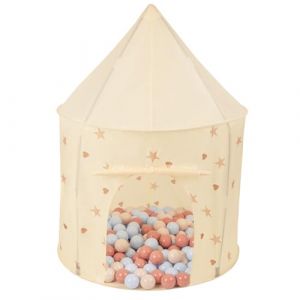 Selonis Tente De Jeu pour Enfants Ch&acirc;teau Maison De Jeu en Forme De Pavillon De Jeu 100X130cm/100 Balles Pliable Tente Pop-Up Enfant Motifs D'&eacute;toiles, Beige Clair: Beige Pastel/Bleu Pastel/Saumon (OtherEden &  DUmalDU, neuf)