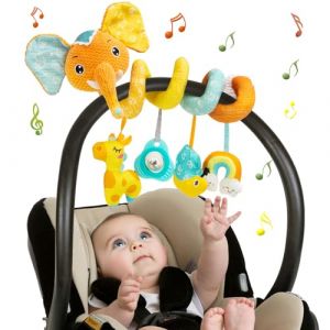 Funsland Spirale D'activit&eacute; B&eacute;b&eacute; Jouets - Spirale Jouet Poussette Bebe avec Musique, Jouet Eveil Bebe, Jouets Berceau Landau pour Gar&ccedil;ons et Filles, Naissance Jouet Cadeaux 0 3 6 12 Mois, &eacute;l&eacute;phants (Funsland-EU, neuf)