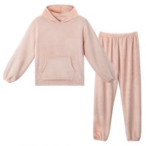 LACOFIA Ensembles de Pyjama Polaire Femme 2 Pi&egrave;ce Loungewear &agrave; Capuche Hiver Chaud V&ecirc;tements de Nuit &agrave; Manches Longues pour Adulte Rose Clair M (Lacofia, neuf)