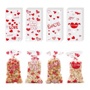 DHWEKU 40pcs pochon plastique sachets bonbons Petit Sac Pochette Poche C&oelig;ur de Bonbons Drag&eacute;es Chocolats Perle avec Cordon Ruban Cadeau Emballage Faveur Invit&eacute;s pour Mariage Anniversaire F&ecirc;te Bapt&ecirc;me (DHXMYGS, neuf)