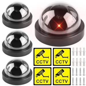 GBKDQQ Fausses Caméras De Surveillance : Ensemble De 4, Apparence Réaliste avec LED Clignotante Rouge, Caméra De Sécurité Factice, Dummy CCTV, pour Intérieur Et Extérieur (Noir) (HSXBTP, neuf)